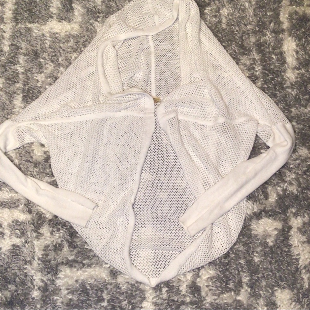 Off White Carrie Underwood CALIA open knit open front sweater